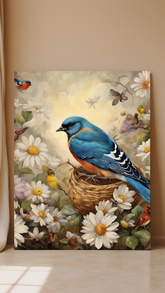 Watercolour artwork illustrating Matthew 10:31, featuring vibrant birds and flowers. The scene exudes a sense of peace and natural beauty, with colourful birds perched among blooming flowers, symbolising the verse&